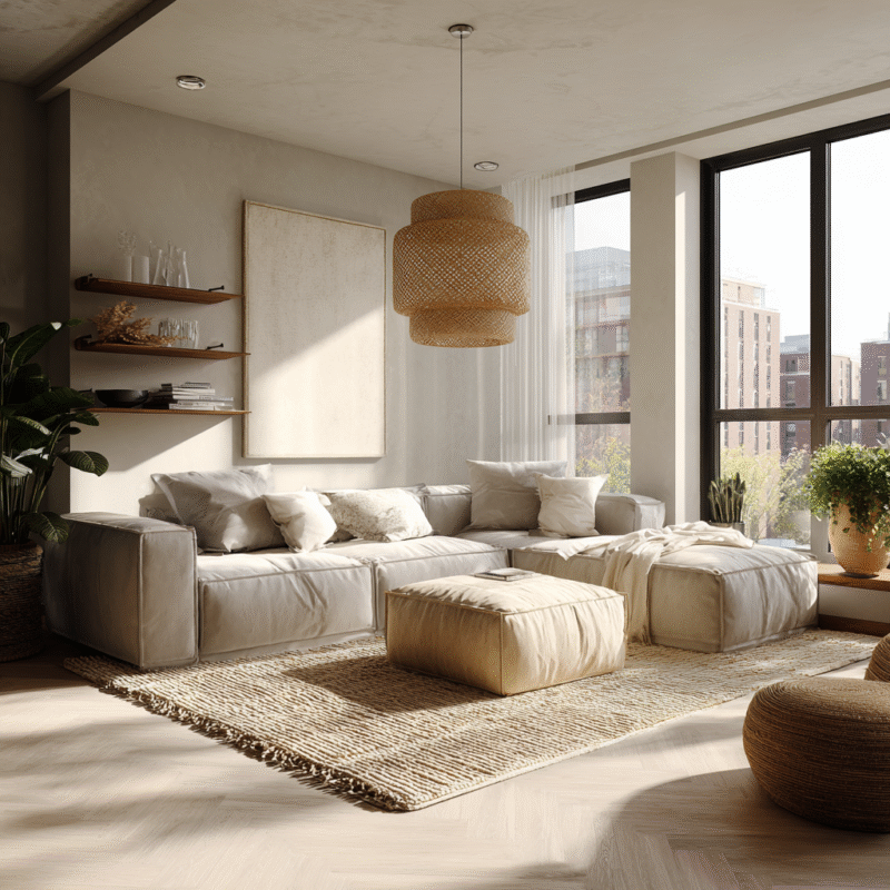 Ciepły przytulny salon