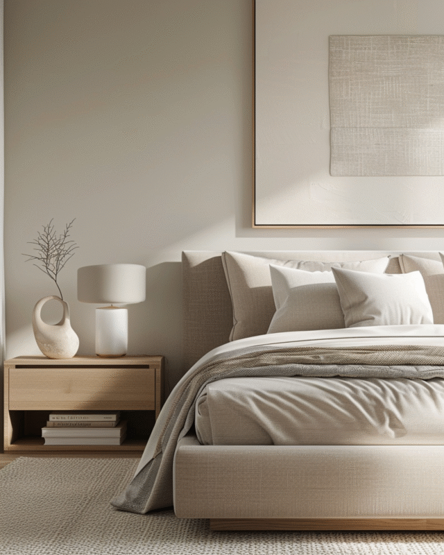 Piękna jasna przytulna sypialnia