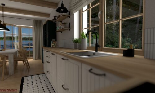 Kuchnia w apartamenencie w stylu farmhouse