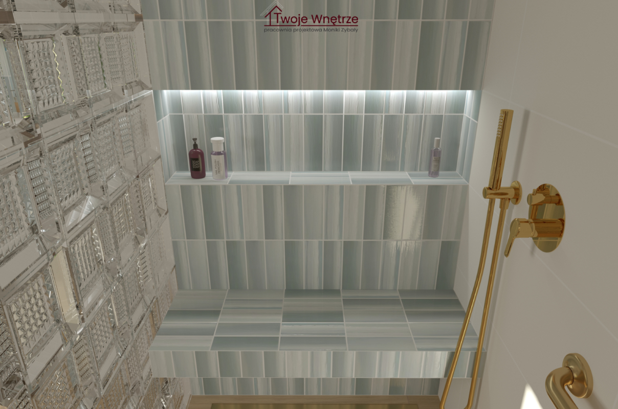 Łazienka z kabiną z luksferów